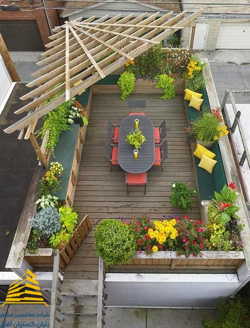 طراحی فضای سبز بر روی پشت بام
